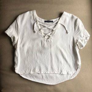 brandy melville front tie short-sleeve top